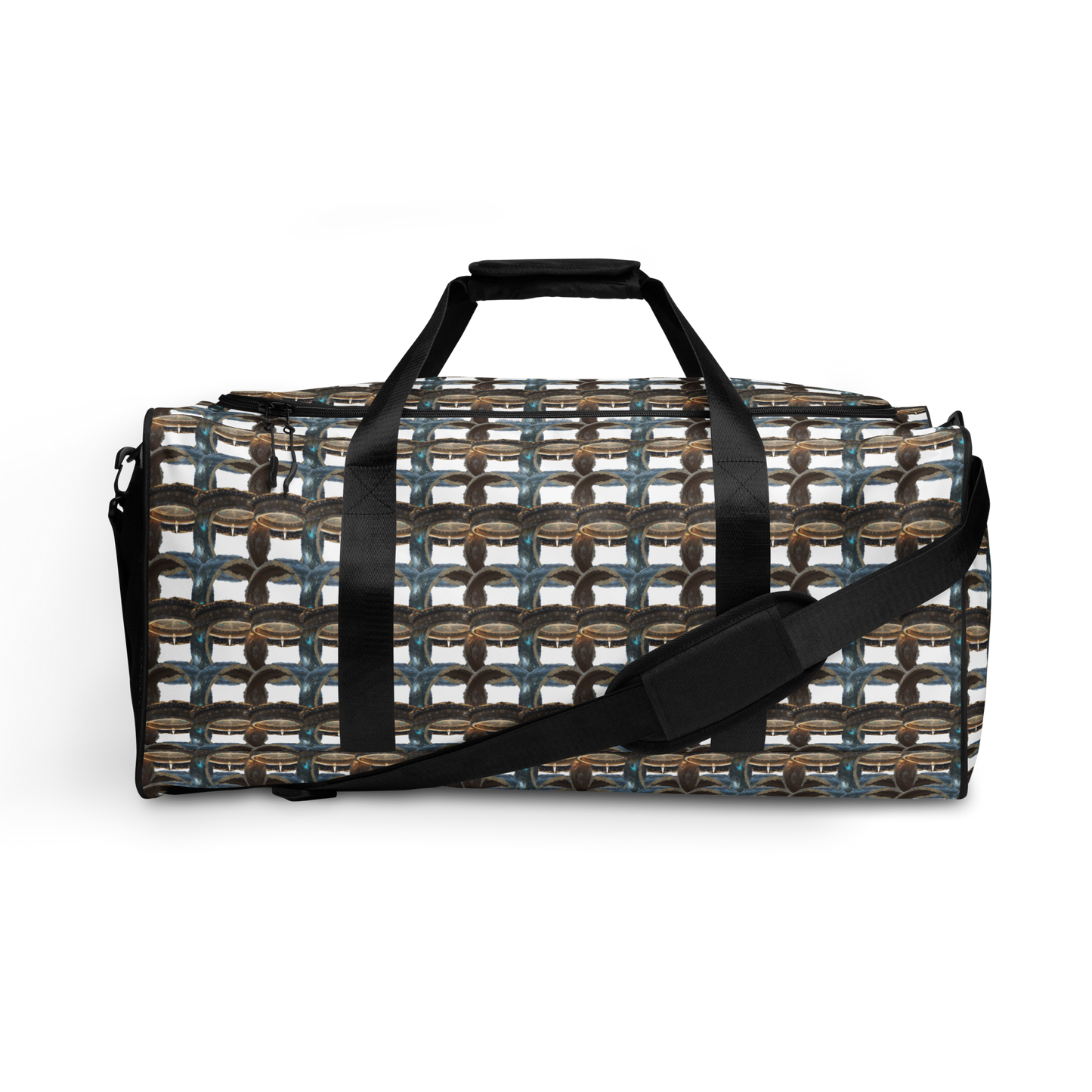 No matter where your adventures take you, our duffle bag ensures stability with T-piping, providing peace of mind as you navigate through bustling airports or busy city streets. Plus, with a mesh side pocket, accessing must-have items has never been more convenient. Elevate your travel experience with our Art-Inspired Duffle Bag—a perfect blend of durability, style, and functionality that's ready to accompany you on every journey.