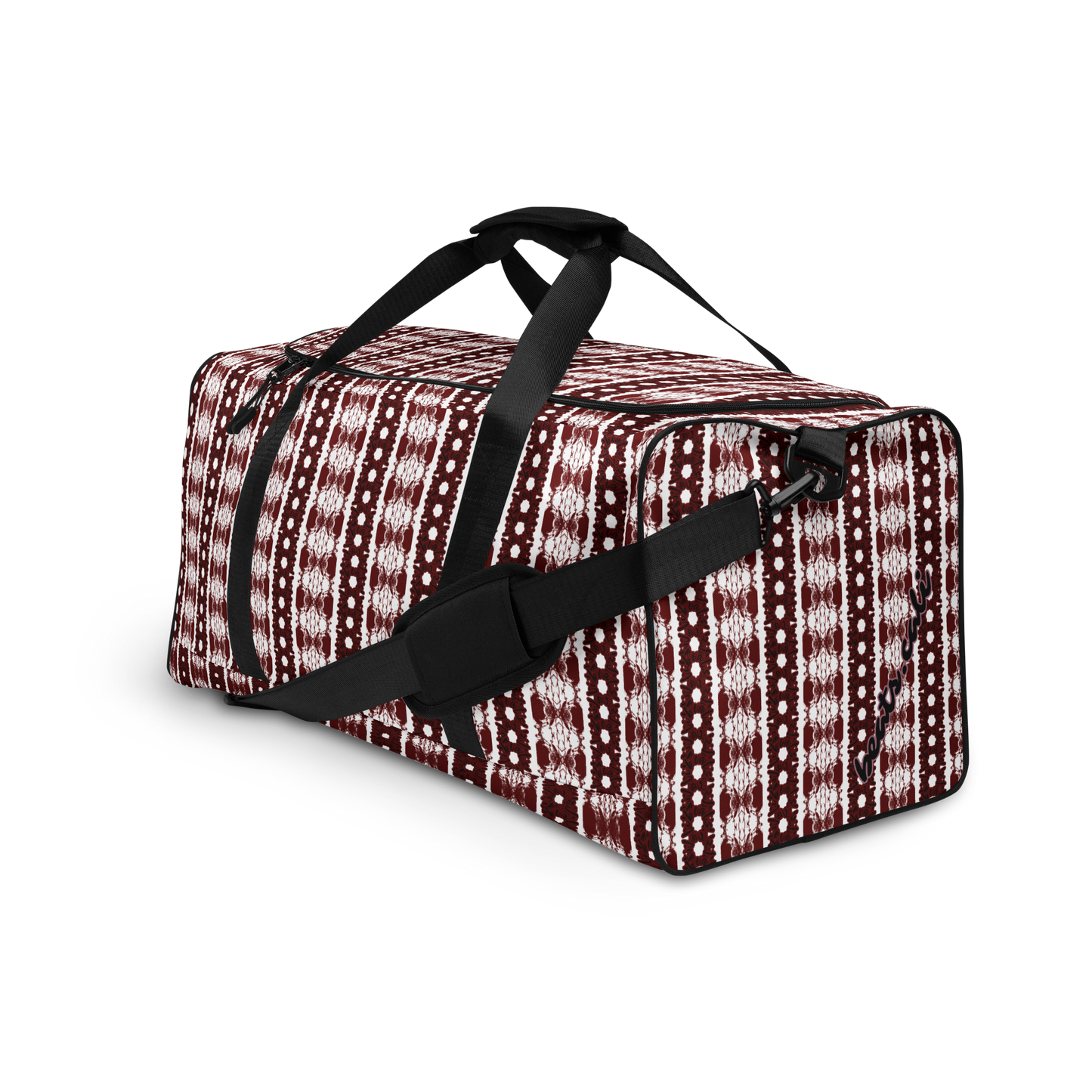 BEATS.CALI duffle bag is built to last. Its robust construction, featuring 100% polyester with black interlining, ensures it can handle the demands of your busiest days. With a generous interior space measuring 22" x 11.5" x 11.5", staying organized has never been easier. Utilize the multiple pockets, including a secure zipper pocket, to keep your essentials within reach. our duffle bag ensures stability with T-piping, providing peace of mind as you navigate daily.
