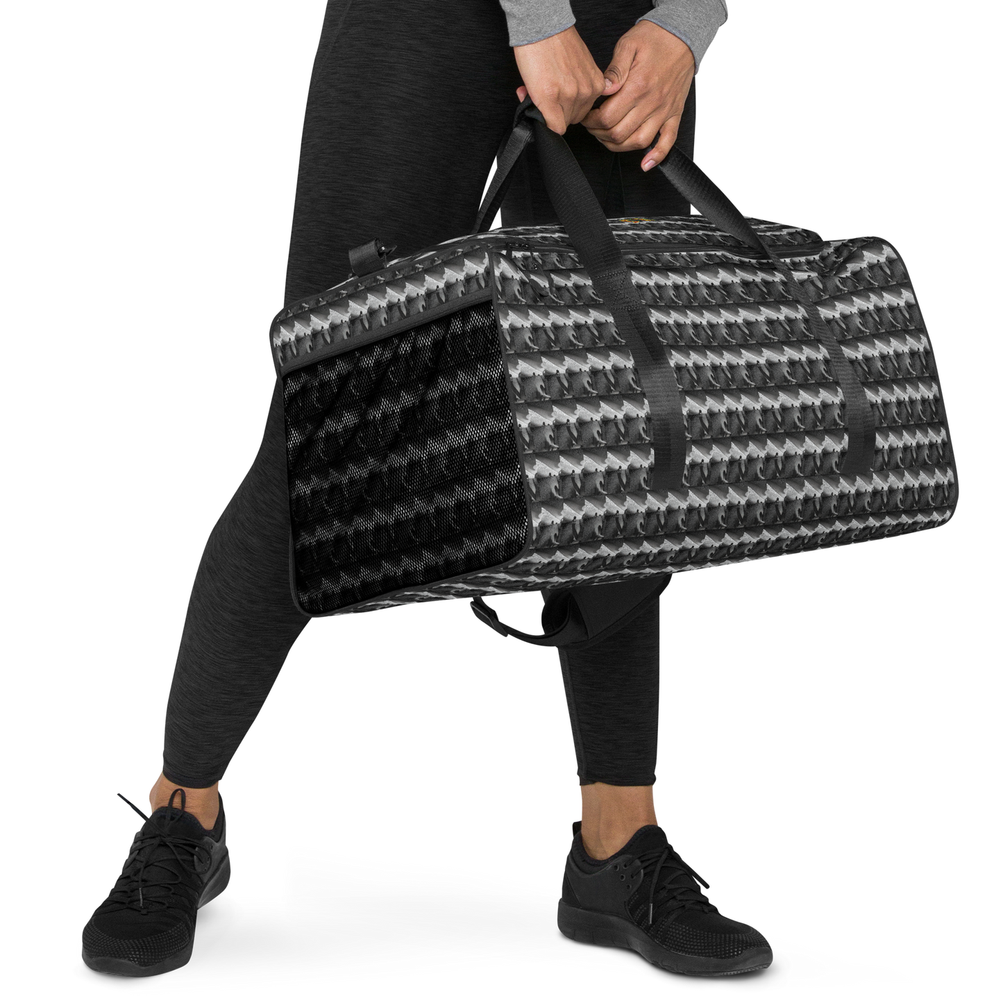 No matter where your adventures take you, beats.cali duffle bag ensures stability with T-piping, providing peace of mind as you navigate through bustling airports or busy city streets. Plus, with a mesh side pocket, accessing must-have items has never been more convenient. Elevate your travel experience with our Art-Inspired Duffle Bag—a perfect blend of durability, style, and functionality that's ready to accompany you on every journey.