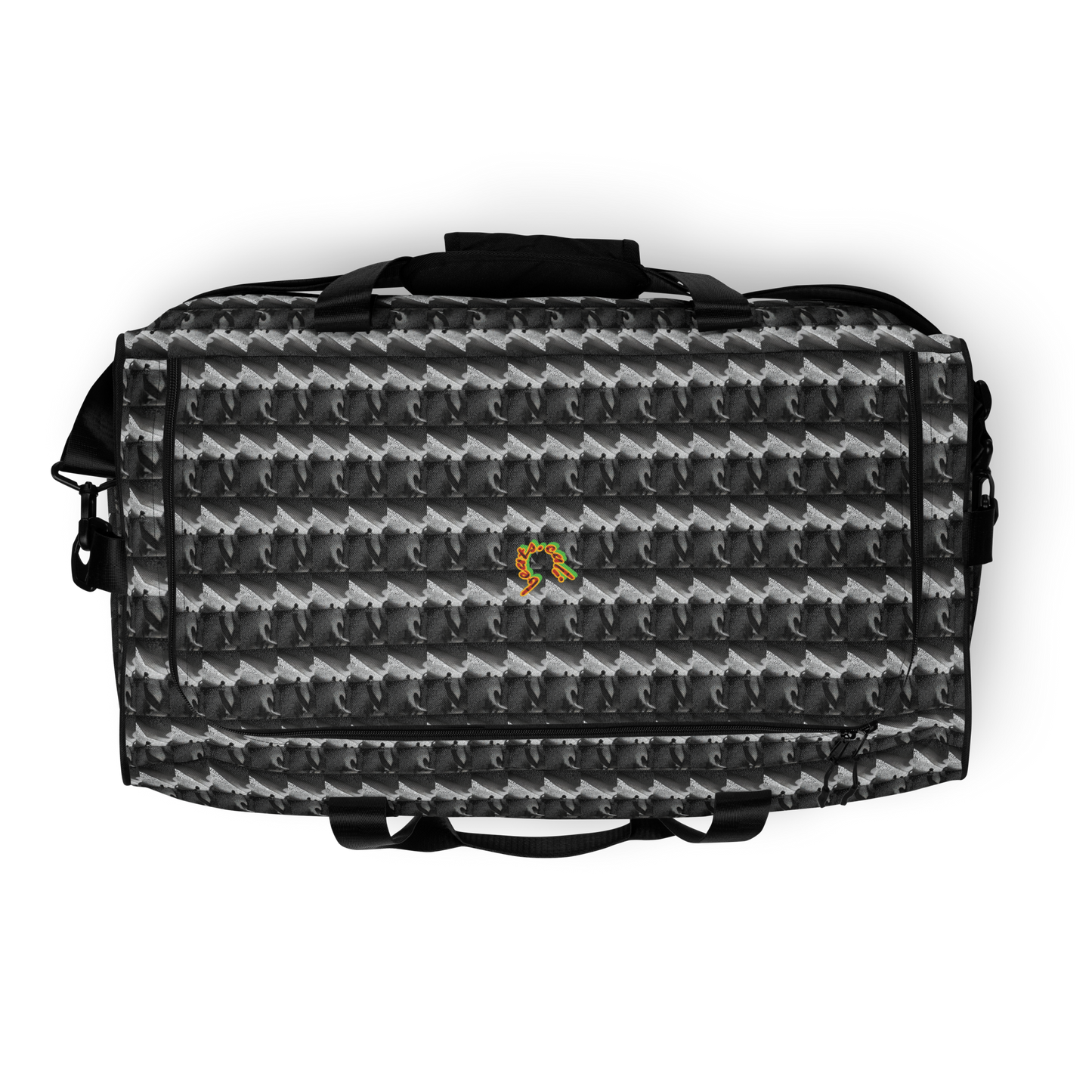 No matter where your adventures take you, beats.cali duffle bag ensures stability with T-piping, providing peace of mind as you navigate through bustling airports or busy city streets. Plus, with a mesh side pocket, accessing must-have items has never been more convenient. Elevate your travel experience with our Art-Inspired Duffle Bag—a perfect blend of durability, style, and functionality that's ready to accompany you on every journey.