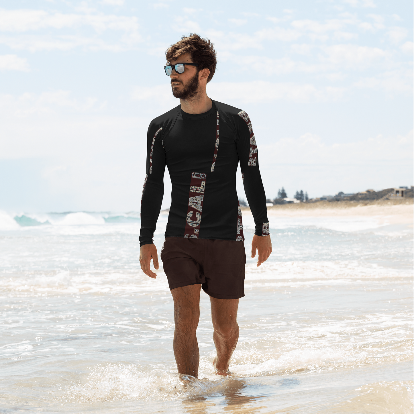 Constructed from 82% polyester and 18% spandex, this rash guard features a soft, four-way stretch fabric that contours perfectly to your body, thus providing unmatched comfort during all activities. Engage confidently; with your skin safeguarded against damaging UV rays, its UPF 50+ protection ensures that ultimate protection. With flat ergonomic seams and cover stitching, beats.cali’s rash guards are built for endurance, letting you concentrate on your performance without concern for wear and tear.