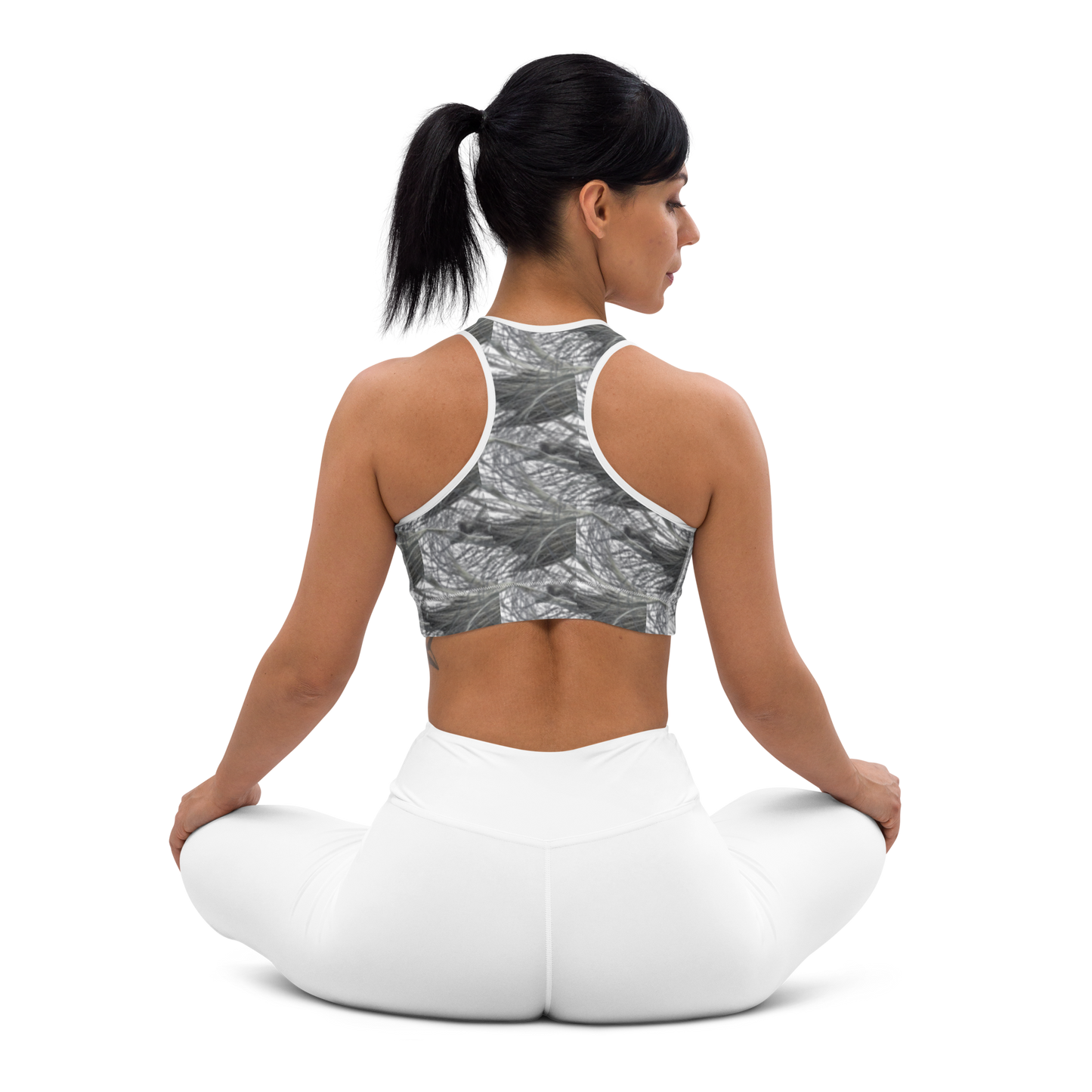 Crafted with precision from compression fabric and sports mesh lining, this sports bra delivers unmatched support for high-impact activities. With its double-layered front and reinforced shoulder straps, it offers stability and comfort, empowering you to tackle any workout challenge with confidence. But what truly sets it apart is beats.cali's distinctive artistic flair, transforming this bra into a fashion statement that transcends the gym.