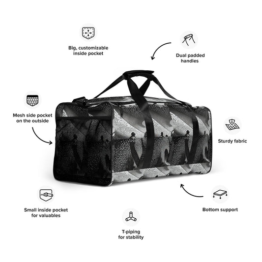 'beats.cali' Duffle Bag as the art-inspired spacious duffle bag has you covered in style and functionality for every occasion. The bag’s shoulder strap is adjustable and removable. Its dual padded handles with Velcro fastening ensures easy carrying. Contents do stay organized and safe with its multiple inside pockets.