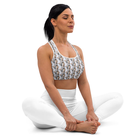  Crafted with precision from compression fabric and sports mesh lining, this sports bra delivers unmatched support for high-impact activities. With its double-layered front and reinforced shoulder straps, it offers stability and comfort, empowering you to tackle any workout challenge with confidence. But what truly sets it apart is beats.cali's distinctive artistic flair, transforming this bra into a fashion statement that transcends the gym.