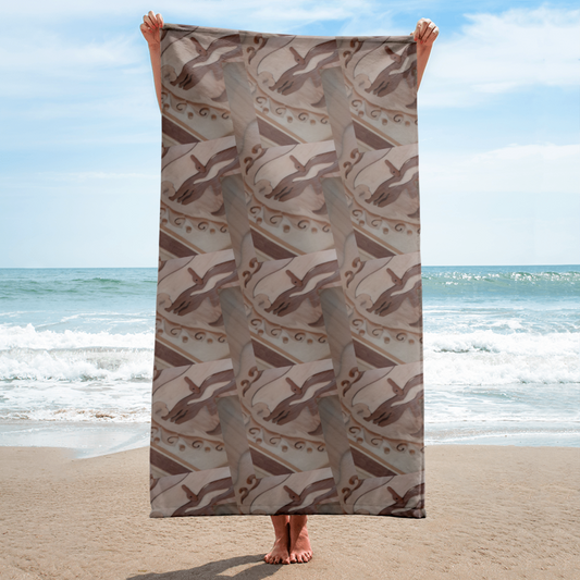 Designed for both aesthetic appeal and practicality, our towel boasts a generous size of 30″ × 60″ × 0.28″ (76 × 152 × 0.7 cm), enveloping you in luxurious warmth with every use. Its all-over sublimation print captures intricate details and vibrant hues, ensuring a visual feast for the senses. But functionality is never compromised with Beats.Cali.  The absorbent terry fabric with its water-absorbing capabilities for maximum utility promises to cocoon you in comfort. 